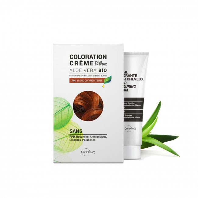 CLINERIENCE - INTENSE COPPER BLONDE N°744 ORGANIC ALOE VERA HAIR COLOR